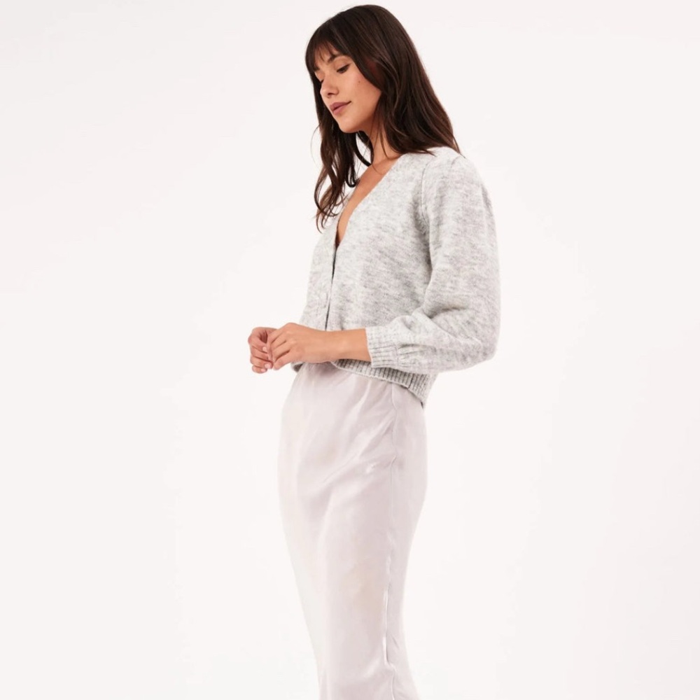 ROLLA’s Delphine Silver Grey Cardigan Sweater Button Down
